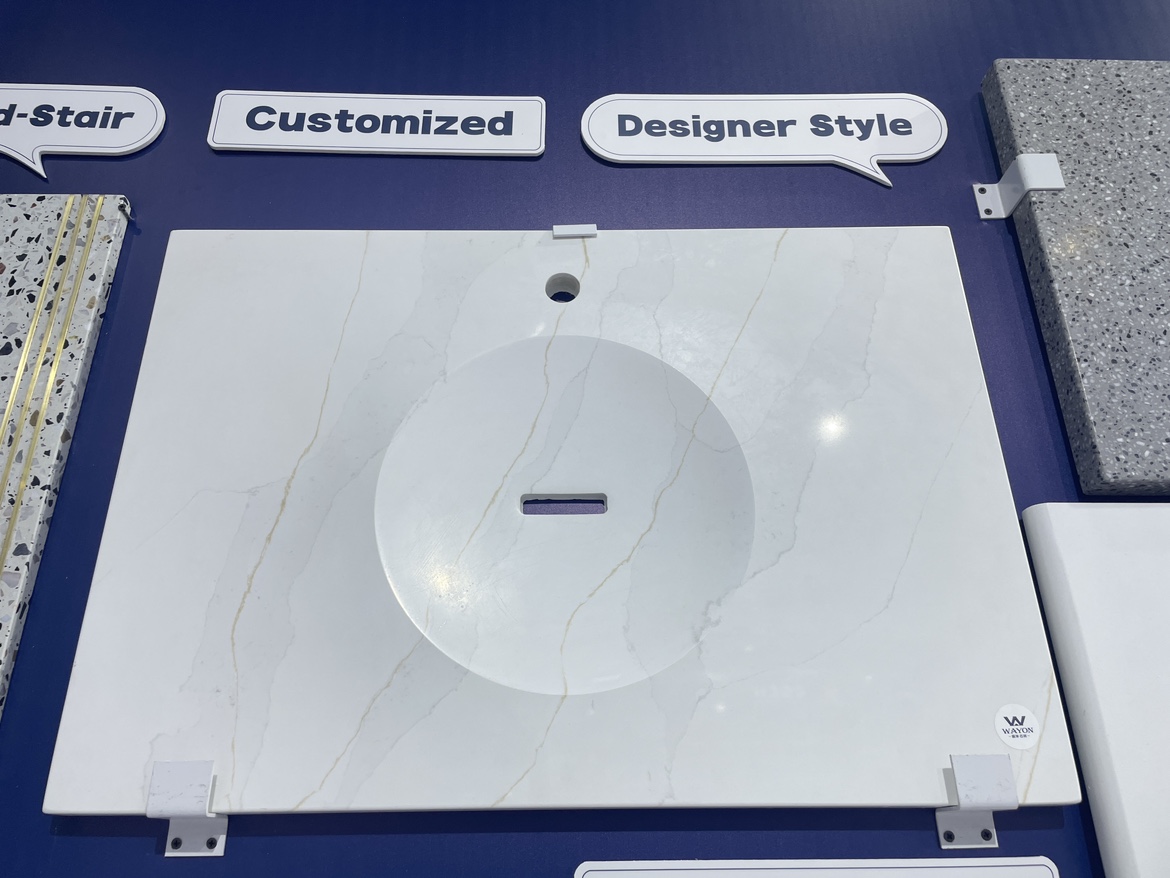 Encimera de tocador de piedra de cuarzo personalizada