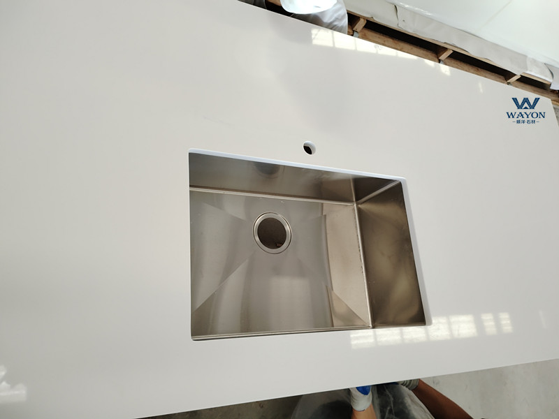 Lavabo de cocina de cuarzo blanco puro WG025