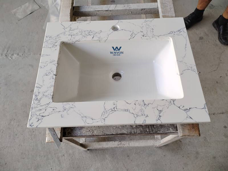Lavabo de cuarzo blanco Fireworks WG376