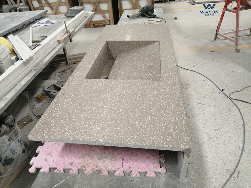 Lavabo de terrazo - WT142 Seira Gris Claro