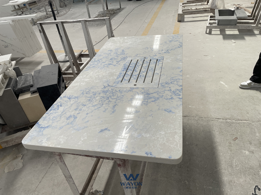 Tablero de mesa de cuarzo (WG525 Azul frío)