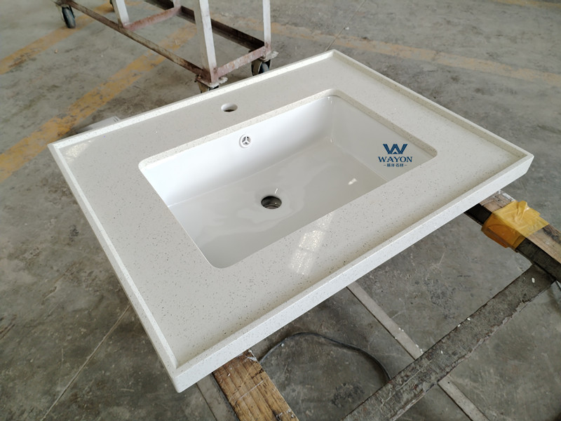Lavabo de cuarzo blanco brillante WG150