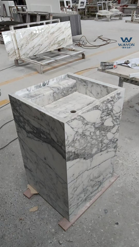 Lavabo de mármol bianco carrara venato