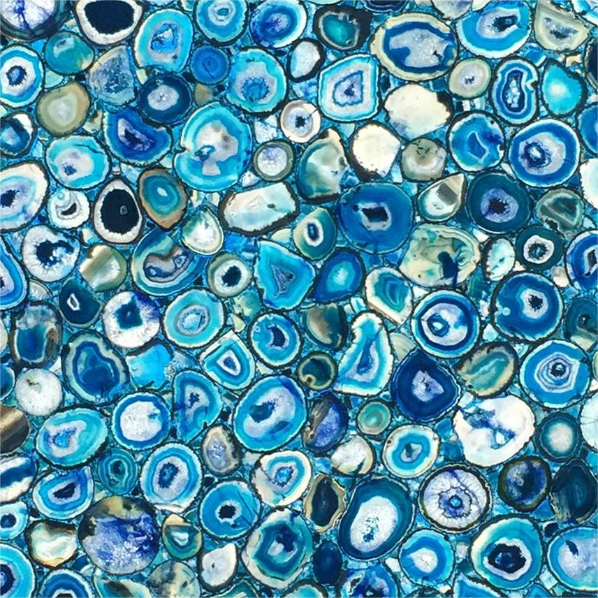 Losas de piedra preciosa de ágata azul