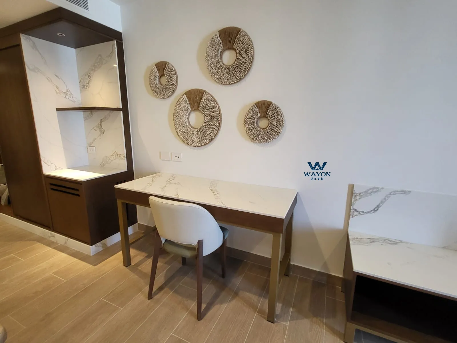 Proyecto hotelero en Barbados - Encimera de muebles de piedra de cuarzo WG538 Borage Platinum