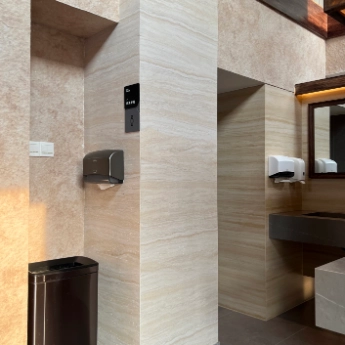 Pared de baño fabricada con materiales de piedra WAYON, 345x345 mm.