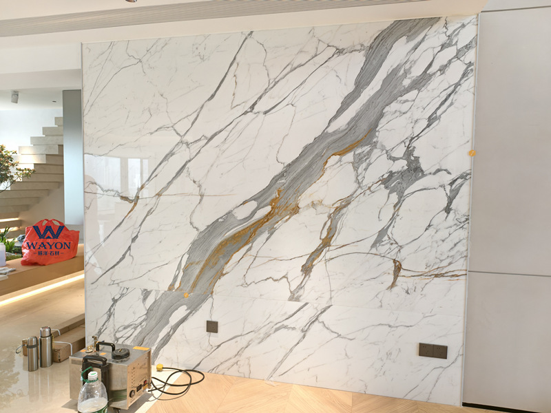 Pared decorativa de mármol blanco Carrara de Foshan Agile