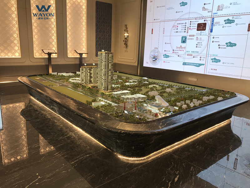 Centro de ventas Guangzhou Zhidu Greentown Phoenix Yufei - Pedestal de mesa de arena negra Guqi de mármol