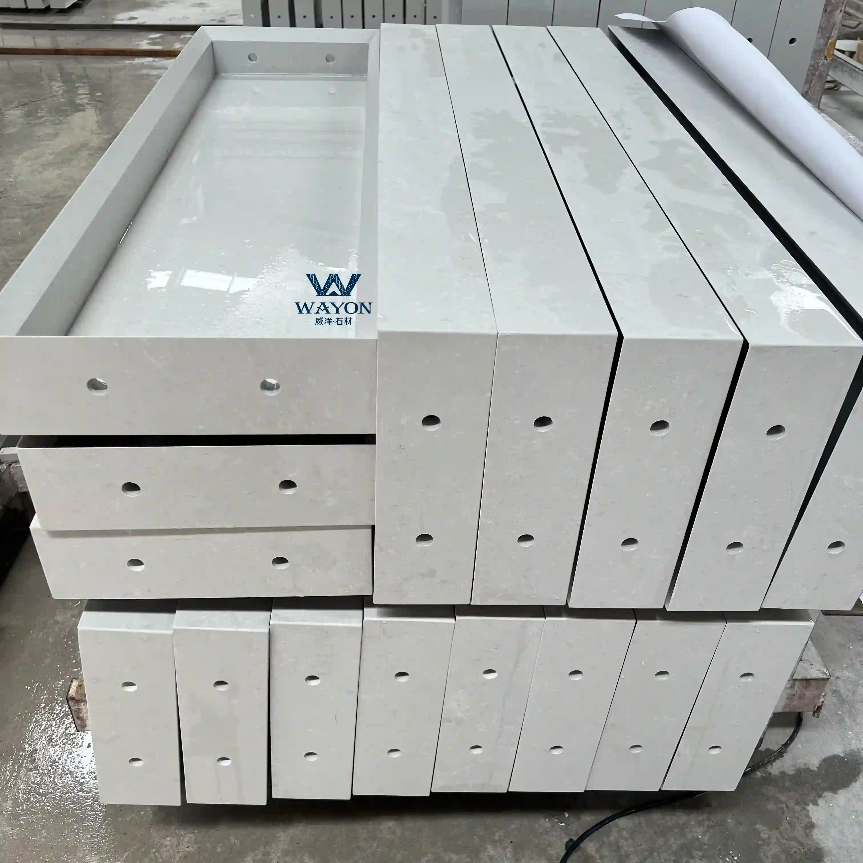 Peldaños de escalera voladizos de cuarzo - WG628 Gris Mistelle