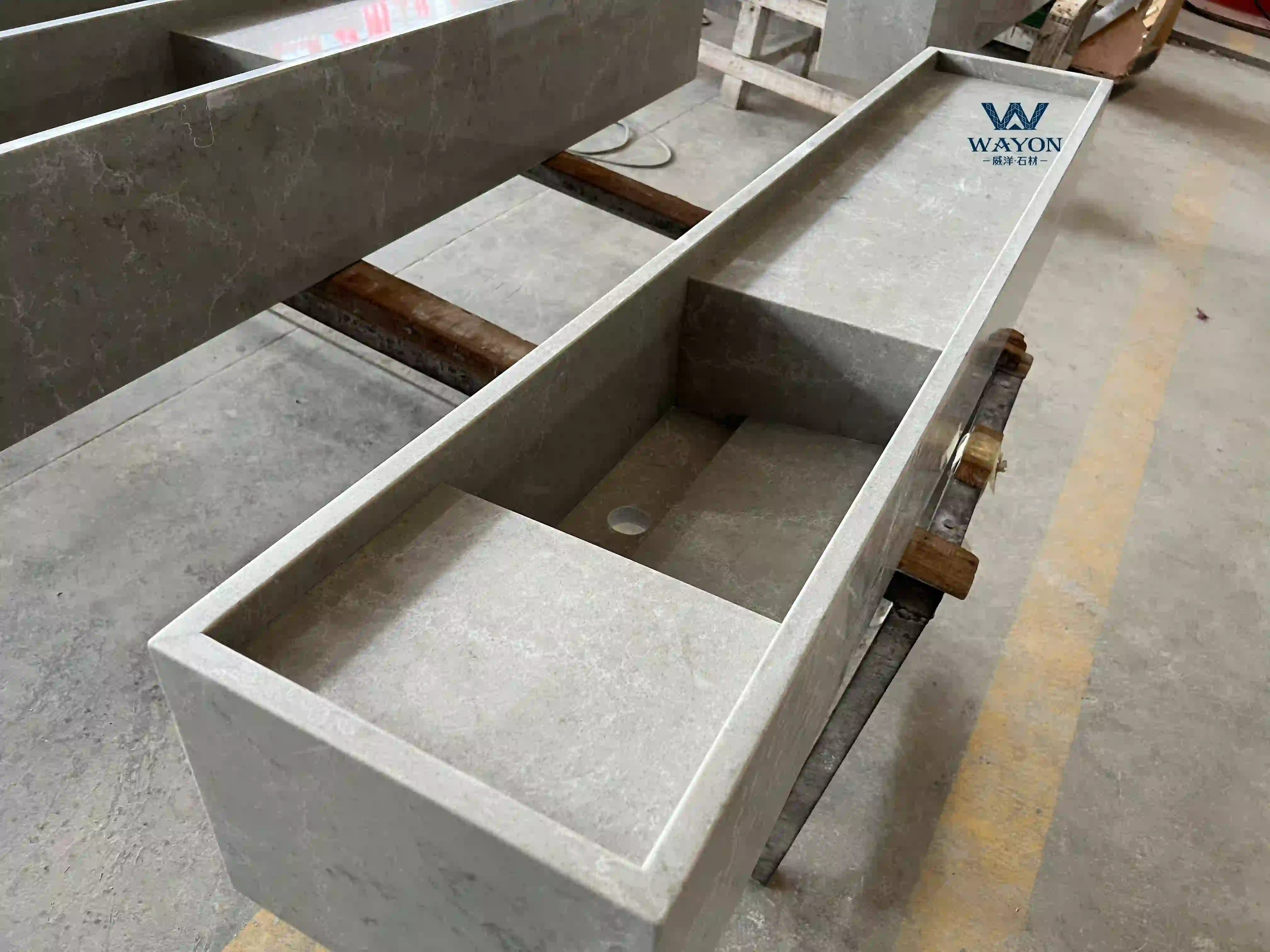 Encimera de baño de piedra de cuarzo con lavabo integrado - WG631 Gris Pluma Escarchada