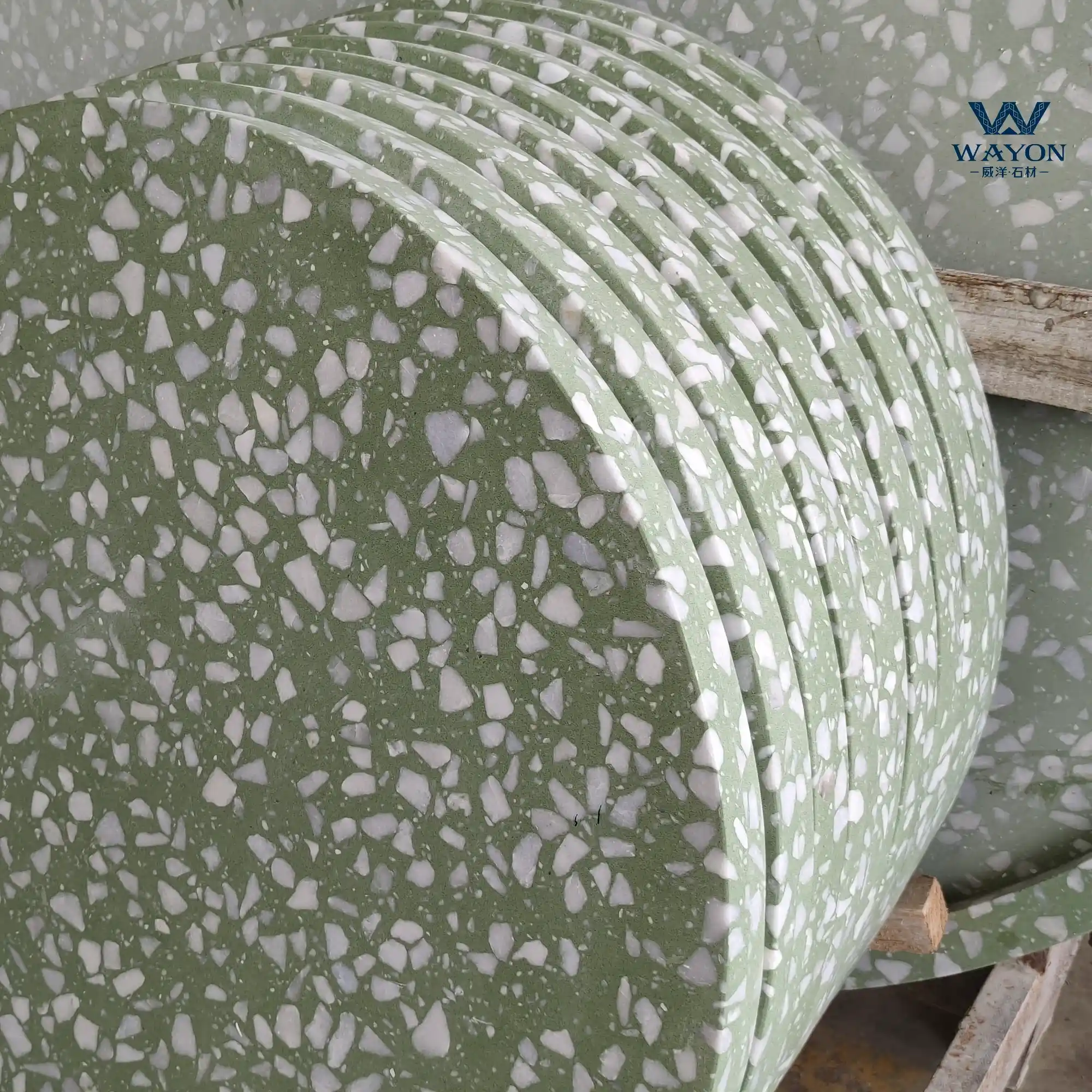 WT277 Tableros de mesa de terrazo de pino verde oscuro