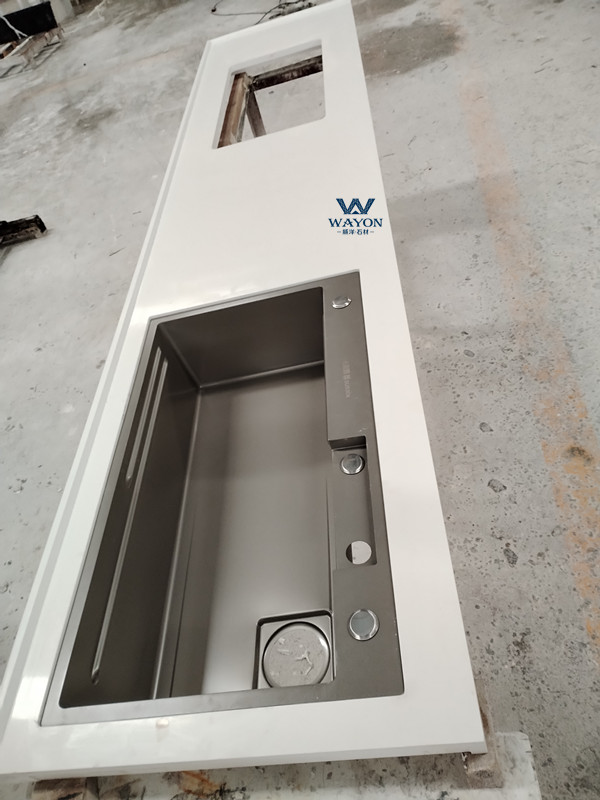Encimera de cuarzo blanco puro WG025