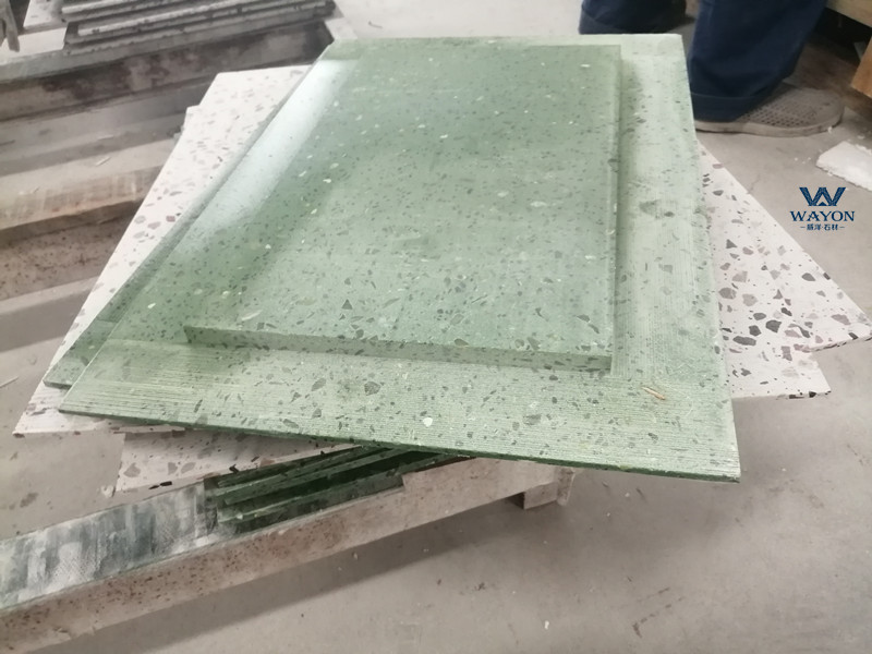 Tablero de especificaciones de gabinetes de isla de terrazo