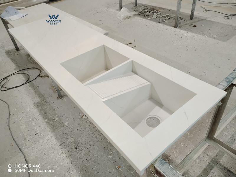 Encimera de tocador de cuarzo veteado WG412