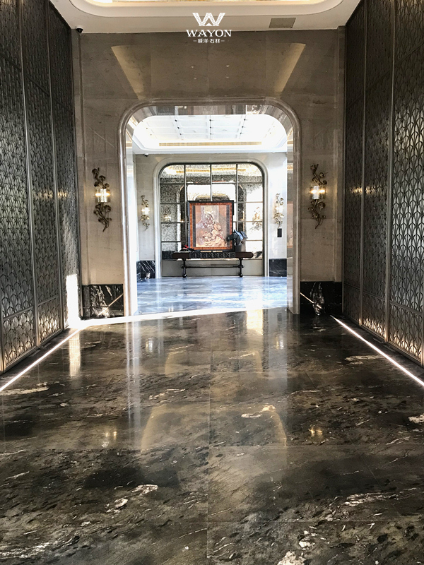 Centro de ventas Guangzhou Zhidu Greentown Phoenix Yufei: piso de mármol negro antiguo